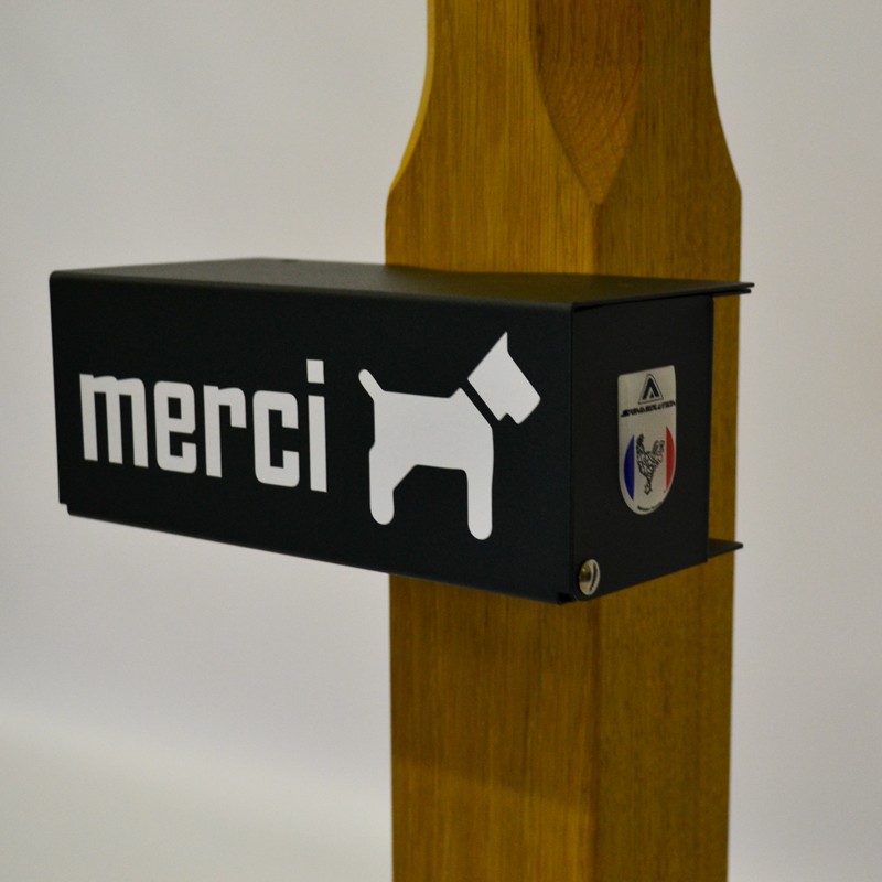 distributeur de sac a crottes bois métal