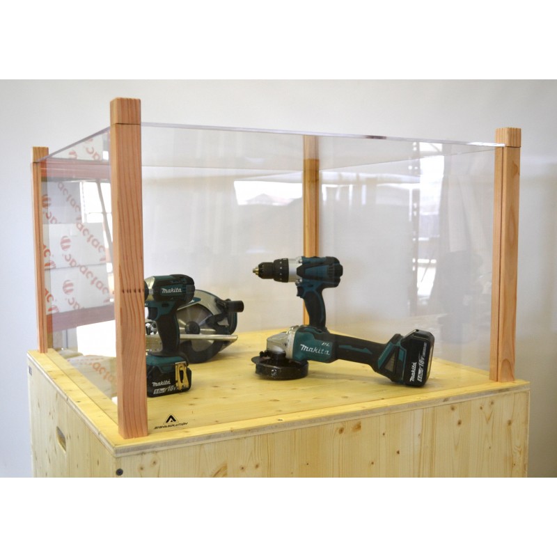 présentoir produit exposition bois et pmma