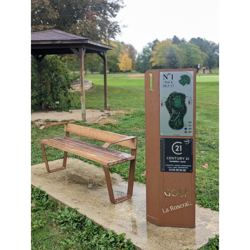 banc corten et bois massif