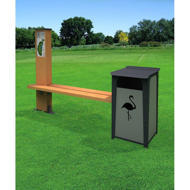 banc totem et poubelle en 1 produit