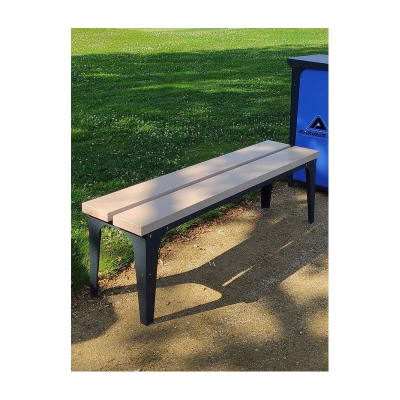 Banc structure acier galvanisé, assise en pierre calcaire de bourgogne