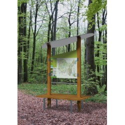 Mobilier d'ensemble rendu 3D totem banc
