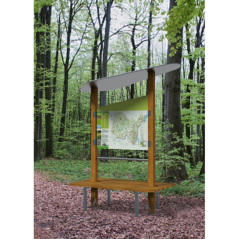 Mobilier d'ensemble rendu 3D totem banc